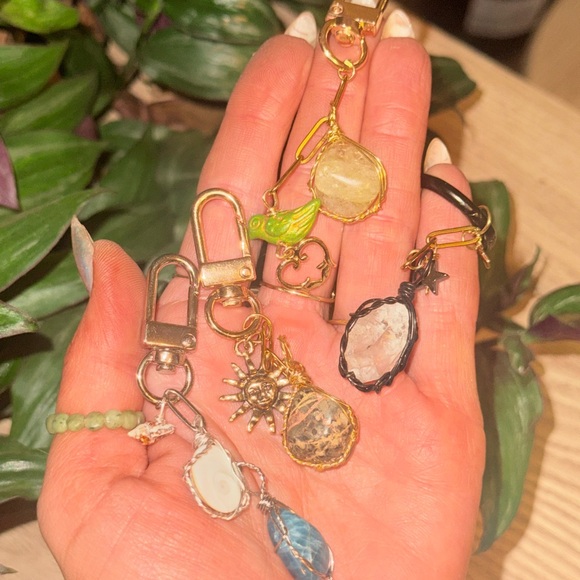 Jewelry - Gold and Gemstone Charm Keychains in show